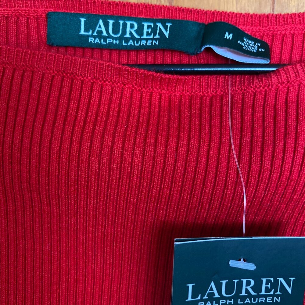 Lauren Ralph Lauren Pullover Sweater, NEW,US M, Long Sleeve, Boat Neck, Red - Picture 6 of 10